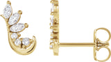 14K Gold Marquise Natural Diamond Accented Ear Climbers - Yellow Gold