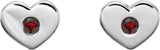 14K Gold Round Natural Mozambique Garnet Heart Earrings - White Gold - view 2