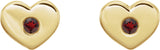 14K Gold Round Natural Mozambique Garnet Heart Earrings - Yellow Gold - view 2
