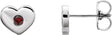 14K Gold Round Natural Mozambique Garnet Heart Earrings - White Gold