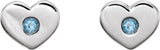 14K Gold Round Natural Aquamarine Heart Earrings - White Gold - view 2