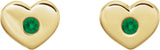 14K Gold Round Natural Emerald Heart Earrings - Yellow Gold - view 2