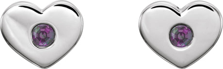 Platinum Round Natural Alexandrite Heart Earrings - view 2