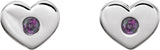 Platinum Round Lab-Grown Alexandrite Heart Earrings - view 2