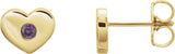 14K Gold Round Lab-Grown Alexandrite Heart Earrings - Yellow Gold