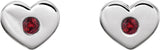 Platinum Round Lab-Grown Ruby Heart Earrings - view 2