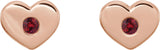 14K Gold Round Lab-Grown Ruby Heart Earrings - Rose Gold - view 2