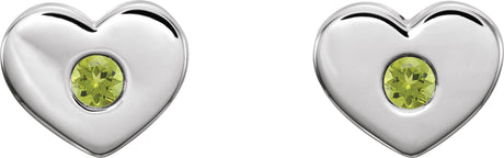 Platinum Round Natural Peridot Heart Earrings - view 2