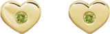14K Gold Round Natural Peridot Heart Earrings - Yellow Gold - view 2