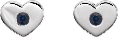 Platinum Round Lab-Grown Blue Sapphire Heart Earrings - view 2