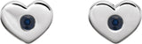 14K Gold Round Lab-Grown Blue Sapphire Heart Earrings - White Gold - view 2