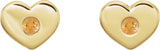 14K Gold Round Natural Citrine Heart Earrings - Yellow Gold - view 2