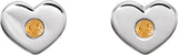 14K Gold Round Natural Citrine Heart Earrings - White Gold - view 2