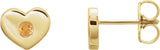 14K Gold Round Natural Citrine Heart Earrings - Yellow Gold