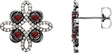 Platinum Round Natural Mozambique Garnet Clover Earrings