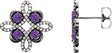 14K Gold Round Natural Alexandrite Clover Earrings - White Gold