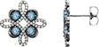 14K Gold Round Natural Aquamarine Clover Earrings - White Gold