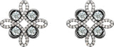 Platinum Round Natural Diamond Clover Earrings – 2.5mm Stones - view 2