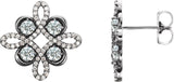 Platinum Round Natural Diamond Clover Earrings – 2.5mm Stones