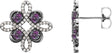 Platinum Round Natural Alexandrite Clover Earrings