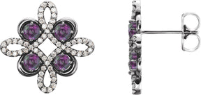 Platinum Round Natural Alexandrite Clover Earrings