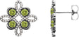 Platinum Round Natural Peridot Clover Earrings