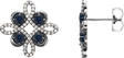14K Gold Round Lab-Grown Blue Sapphire Clover Earrings
