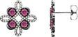 14K Gold Round Natural Pink Tourmaline Clover Earrings - White Gold
