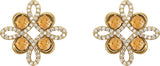 14K Gold Round Natural Citrine Clover Earrings - Yellow Gold - view 2