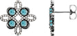 14K Gold Round Natural Blue Zircon Clover Earrings - White Gold