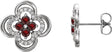14K Gold Round Natural Mozambique Garnet Clover Earrings – 2.5mm Stones - White Gold