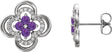 Platinum Round Natural Amethyst Clover Earrings – 2.5mm Stones
