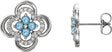 Platinum Round Natural Aquamarine Clover Earrings – 2.5mm Stones