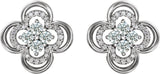 Platinum Round Natural Diamond Clover Earrings II - view 2