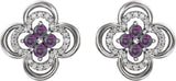 Platinum Round Natural Alexandrite Clover Earrings – 2.5mm Stones - view 2