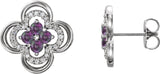 Platinum Round Natural Alexandrite Clover Earrings – 2.5mm Stones