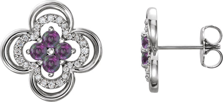 Platinum Round Natural Alexandrite Clover Earrings – 2.5mm Stones