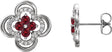 14K Gold Round Natural Ruby Clover Earrings – 2.5mm Stones - White Gold
