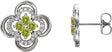Platinum Round Natural Peridot Clover Earrings – 2.5mm Stones