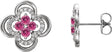 14K Gold Round Natural Pink Tourmaline Clover Earrings – 2.5mm Stones - White Gold