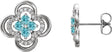 Platinum Round Natural Blue Zircon Clover Earrings – 2.5mm Stones