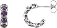 Platinum Round Natural Amethyst Accented Hoop Earrings