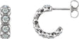 14K Gold Round Natural Diamond Accented Hoop Earrings – 2.5mm Stones - White Gold