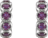 Platinum Round Natural Alexandrite Accented Hoop Earrings - view 2