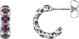 14K Gold Round Lab-Grown Alexandrite Accented Hoop Earrings - White Gold