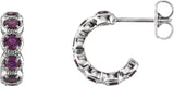 Platinum Round Natural Alexandrite Accented Hoop Earrings