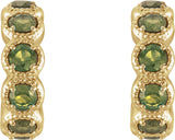 14K Gold Round Natural Peridot Accented Hoop Earrings - Yellow Gold - view 2