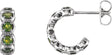 Platinum Round Natural Peridot Accented Hoop Earrings