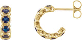 14K Gold Round Lab-Grown Blue Sapphire Accented Hoop Earrings - Yellow Gold