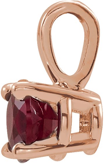 14K Gold Round Natural Ruby Birthstone Necklace or Pendant - Rose Gold - view 2